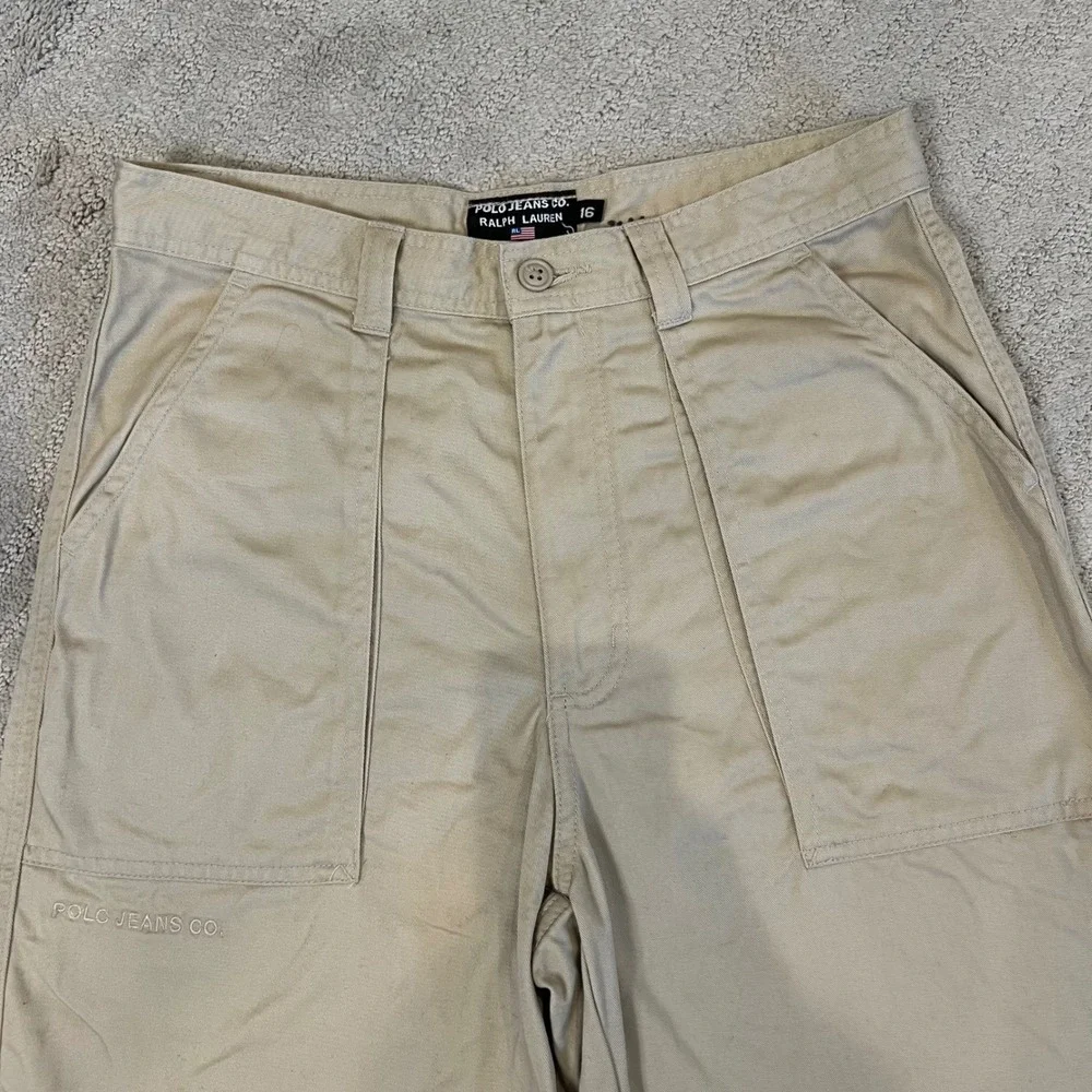 Vintage Polo Jeans Co. Beige Cargo Shorts Men's Size 16‎ Classic Utility Y2K